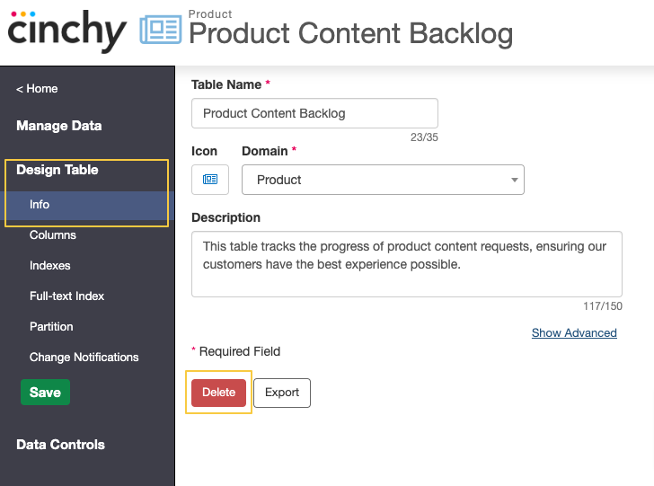 Image 2: Deleting using Design Table