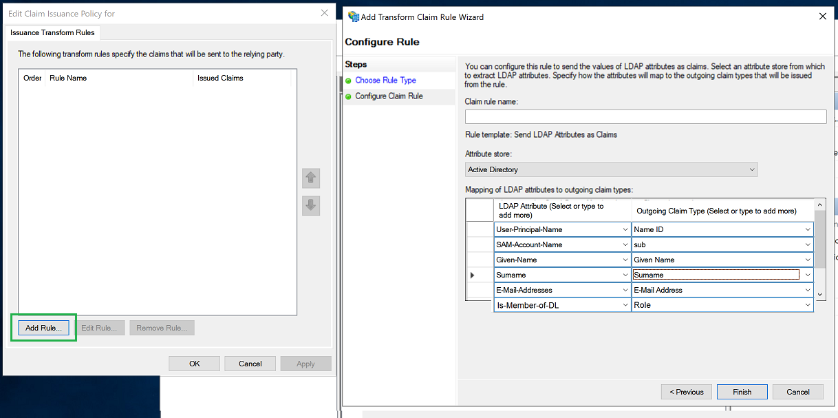 Image 2: Add Transform Claim Rule Wizard