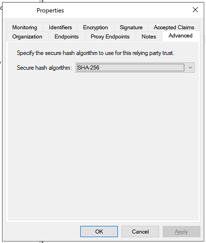 Image 3: Set the secure hash algorithm to SHA-256